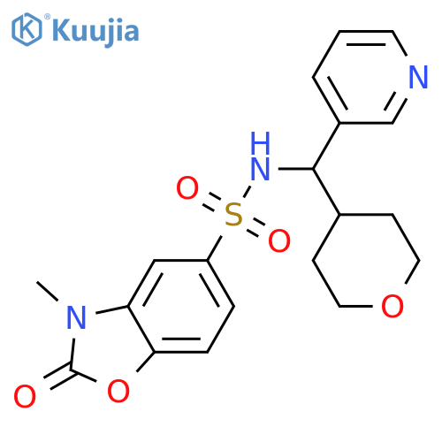 3-methyl-N-[(oxan-4-yl)(pyridin-3-yl)methyl]-2-oxo-2,3-dihydro-1,3-benzoxazole-5-sulfonamide structure