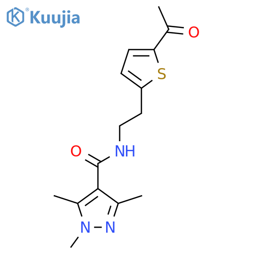 N-[2-(5-acetylthiophen-2-yl)ethyl]-1,3,5-trimethyl-1H-pyrazole-4-carboxamide structure