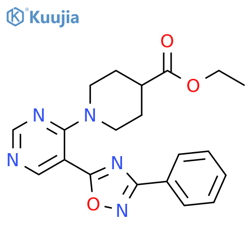 ethyl 1-[5-(3-phenyl-1,2,4-oxadiazol-5-yl)pyrimidin-4-yl]piperidine-4-carboxylate structure
