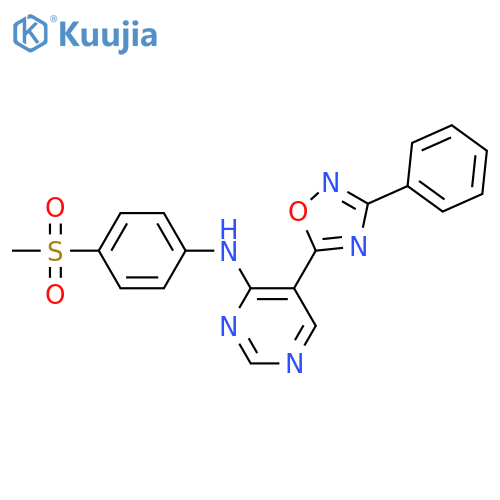 N-(4-methanesulfonylphenyl)-5-(3-phenyl-1,2,4-oxadiazol-5-yl)pyrimidin-4-amine structure