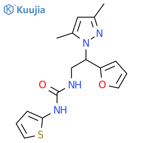 1-[2-(3,5-dimethyl-1H-pyrazol-1-yl)-2-(furan-2-yl)ethyl]-3-(thiophen-2-yl)urea structure