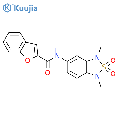 N-(1,3-dimethyl-2,2-dioxo-1,3-dihydro-2lambda6,1,3-benzothiadiazol-5-yl)-1-benzofuran-2-carboxamide structure