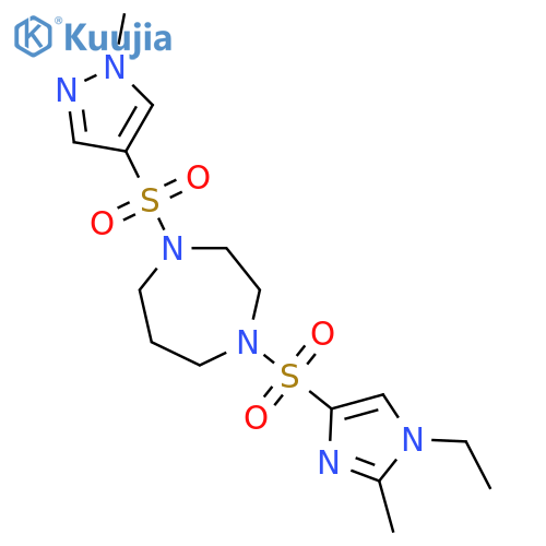 1-[(1-ethyl-2-methyl-1H-imidazol-4-yl)sulfonyl]-4-[(1-methyl-1H-pyrazol-4-yl)sulfonyl]-1,4-diazepane structure