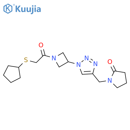 1-[(1-{1-[2-(cyclopentylsulfanyl)acetyl]azetidin-3-yl}-1H-1,2,3-triazol-4-yl)methyl]pyrrolidin-2-one structure