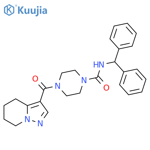 N-(diphenylmethyl)-4-{4H,5H,6H,7H-pyrazolo[1,5-a]pyridine-3-carbonyl}piperazine-1-carboxamide structure