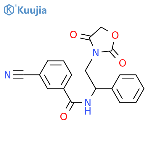 3-cyano-N-[2-(2,4-dioxo-1,3-oxazolidin-3-yl)-1-phenylethyl]benzamide structure