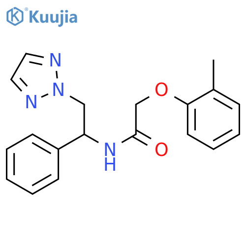 2-(2-methylphenoxy)-N-[1-phenyl-2-(2H-1,2,3-triazol-2-yl)ethyl]acetamide structure