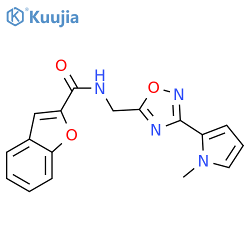 N-{[3-(1-methyl-1H-pyrrol-2-yl)-1,2,4-oxadiazol-5-yl]methyl}-1-benzofuran-2-carboxamide structure