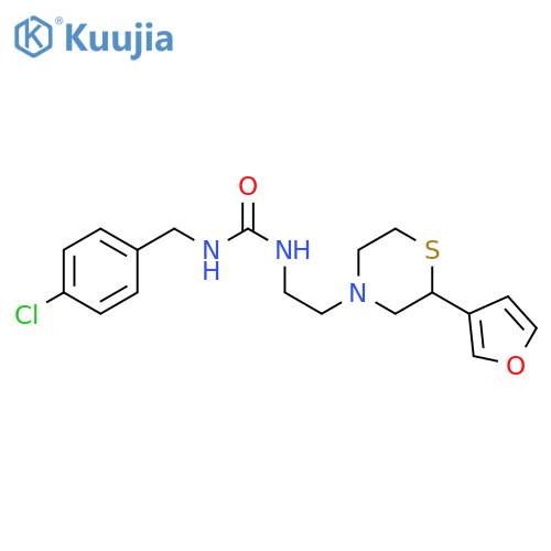 1-(4-chlorophenyl)methyl-3-2-(furan-3-yl)-2-(thiomorpholin-4-yl)ethylurea structure