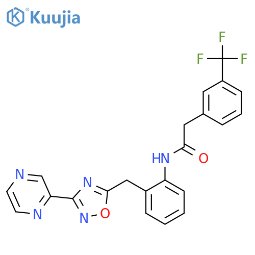 N-(2-{3-(pyrazin-2-yl)-1,2,4-oxadiazol-5-ylmethyl}phenyl)-2-3-(trifluoromethyl)phenylacetamide structure