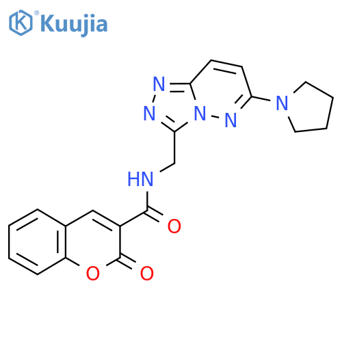 2-oxo-N-{[6-(pyrrolidin-1-yl)-[1,2,4]triazolo[4,3-b]pyridazin-3-yl]methyl}-2H-chromene-3-carboxamide structure