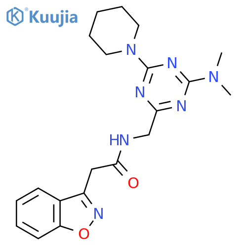 2-(1,2-benzoxazol-3-yl)-N-{4-(dimethylamino)-6-(piperidin-1-yl)-1,3,5-triazin-2-ylmethyl}acetamide structure