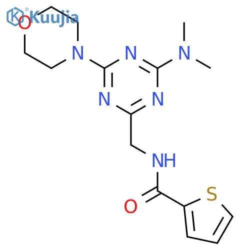 N-{[4-(dimethylamino)-6-(morpholin-4-yl)-1,3,5-triazin-2-yl]methyl}thiophene-2-carboxamide structure