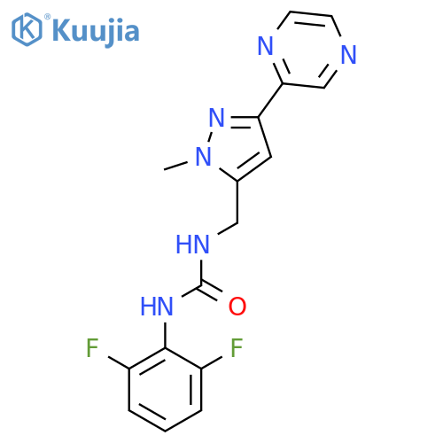 1-(2,6-difluorophenyl)-3-{1-methyl-3-(pyrazin-2-yl)-1H-pyrazol-5-ylmethyl}urea structure