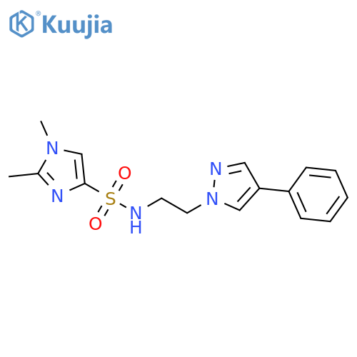 1,2-dimethyl-N-2-(4-phenyl-1H-pyrazol-1-yl)ethyl-1H-imidazole-4-sulfonamide structure
