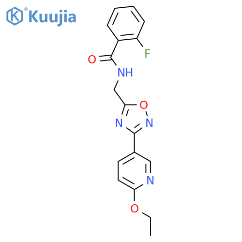 N-{[3-(6-ethoxypyridin-3-yl)-1,2,4-oxadiazol-5-yl]methyl}-2-fluorobenzamide structure