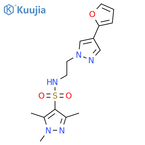 N-{2-[4-(furan-2-yl)-1H-pyrazol-1-yl]ethyl}-1,3,5-trimethyl-1H-pyrazole-4-sulfonamide structure