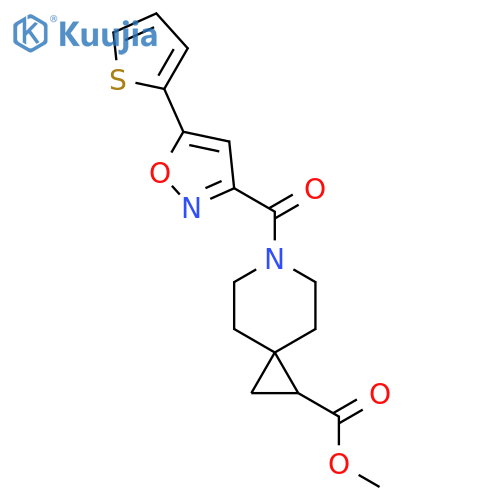 methyl 6-5-(thiophen-2-yl)-1,2-oxazole-3-carbonyl-6-azaspiro2.5octane-1-carboxylate structure