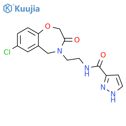 N-[2-(7-chloro-3-oxo-2,3,4,5-tetrahydro-1,4-benzoxazepin-4-yl)ethyl]-1H-pyrazole-3-carboxamide structure
