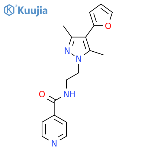 N-{2-[4-(furan-2-yl)-3,5-dimethyl-1H-pyrazol-1-yl]ethyl}pyridine-4-carboxamide structure