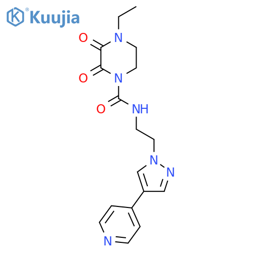 4-ethyl-2,3-dioxo-N-{2-4-(pyridin-4-yl)-1H-pyrazol-1-ylethyl}piperazine-1-carboxamide structure