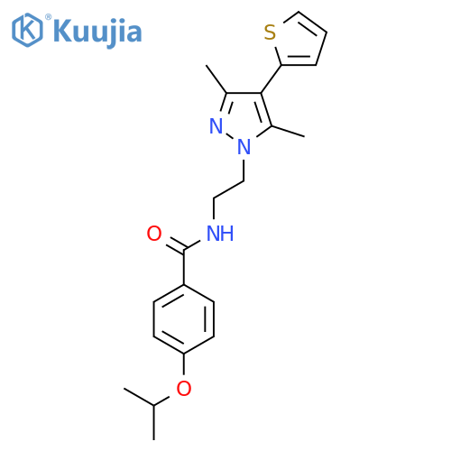 N-{2-[3,5-dimethyl-4-(thiophen-2-yl)-1H-pyrazol-1-yl]ethyl}-4-(propan-2-yloxy)benzamide structure