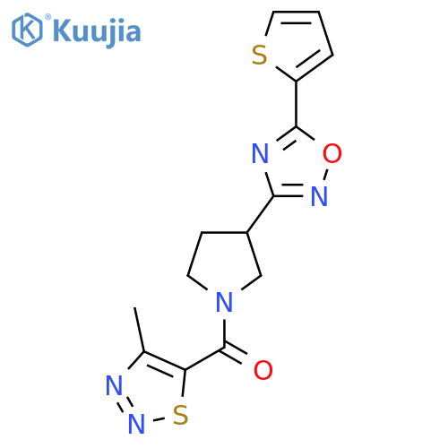 3-1-(4-methyl-1,2,3-thiadiazole-5-carbonyl)pyrrolidin-3-yl-5-(thiophen-2-yl)-1,2,4-oxadiazole structure