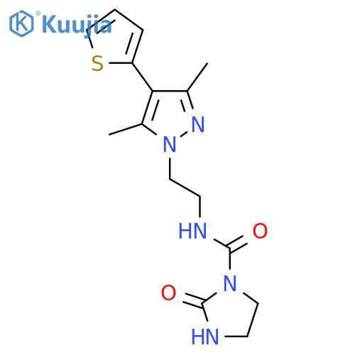 N-{2-[3,5-dimethyl-4-(thiophen-2-yl)-1H-pyrazol-1-yl]ethyl}-2-oxoimidazolidine-1-carboxamide structure