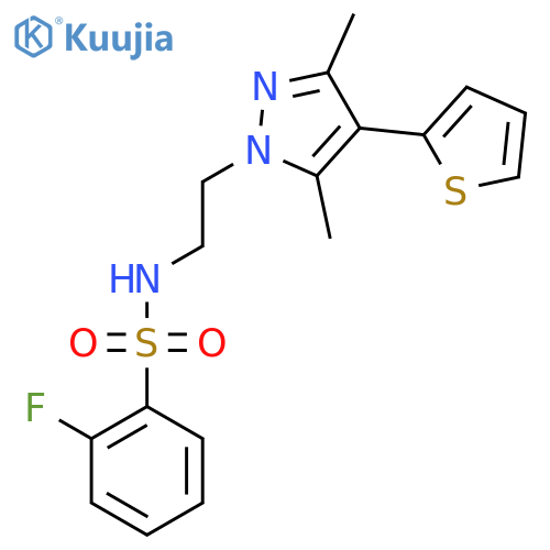 N-{2-[3,5-dimethyl-4-(thiophen-2-yl)-1H-pyrazol-1-yl]ethyl}-2-fluorobenzene-1-sulfonamide structure
