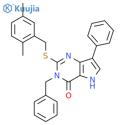 3-benzyl-2-{[(2,5-dimethylphenyl)methyl]sulfanyl}-7-phenyl-3H,4H,5H-pyrrolo[3,2-d]pyrimidin-4-one structure