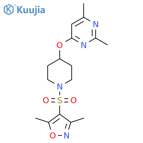 4-({1-(3,5-dimethyl-1,2-oxazol-4-yl)sulfonylpiperidin-4-yl}oxy)-2,6-dimethylpyrimidine structure