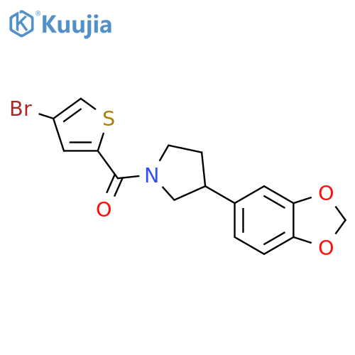 3-(2H-1,3-benzodioxol-5-yl)-1-(4-bromothiophene-2-carbonyl)pyrrolidine structure