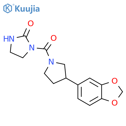 1-[3-(2H-1,3-benzodioxol-5-yl)pyrrolidine-1-carbonyl]imidazolidin-2-one structure