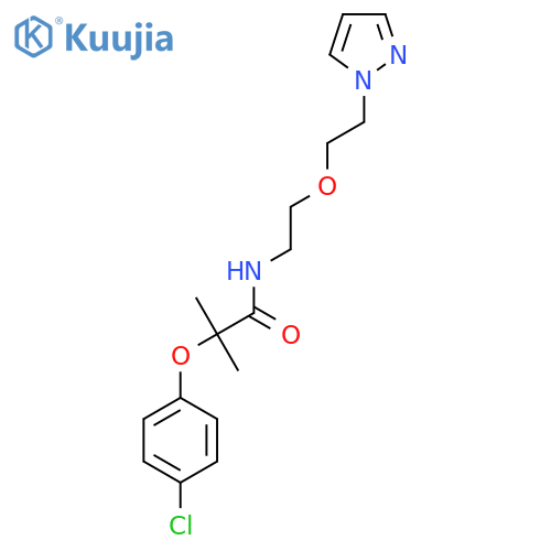 2-(4-chlorophenoxy)-2-methyl-N-{2-[2-(1H-pyrazol-1-yl)ethoxy]ethyl}propanamide structure