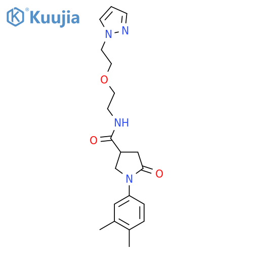 1-(3,4-dimethylphenyl)-5-oxo-N-{2-2-(1H-pyrazol-1-yl)ethoxyethyl}pyrrolidine-3-carboxamide structure
