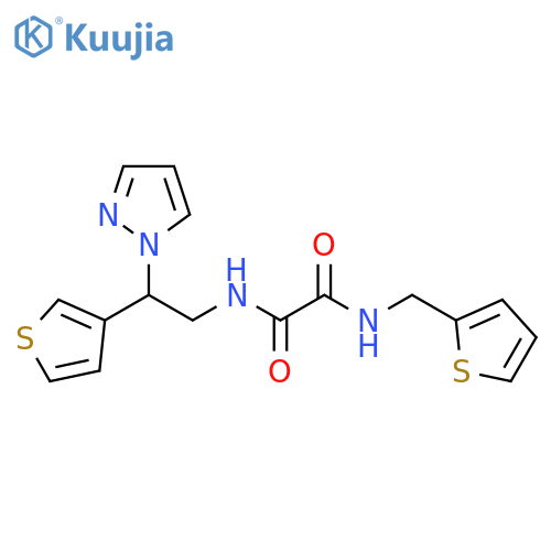 N-[2-(1H-pyrazol-1-yl)-2-(thiophen-3-yl)ethyl]-N'-[(thiophen-2-yl)methyl]ethanediamide structure
