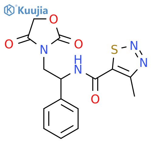 N-[2-(2,4-dioxo-1,3-oxazolidin-3-yl)-1-phenylethyl]-4-methyl-1,2,3-thiadiazole-5-carboxamide structure