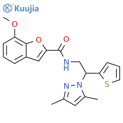 N-[2-(3,5-dimethyl-1H-pyrazol-1-yl)-2-(thiophen-2-yl)ethyl]-7-methoxy-1-benzofuran-2-carboxamide structure