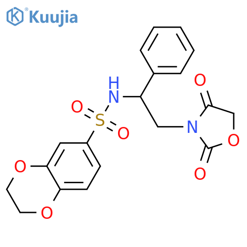 N-[2-(2,4-dioxo-1,3-oxazolidin-3-yl)-1-phenylethyl]-2,3-dihydro-1,4-benzodioxine-6-sulfonamide structure