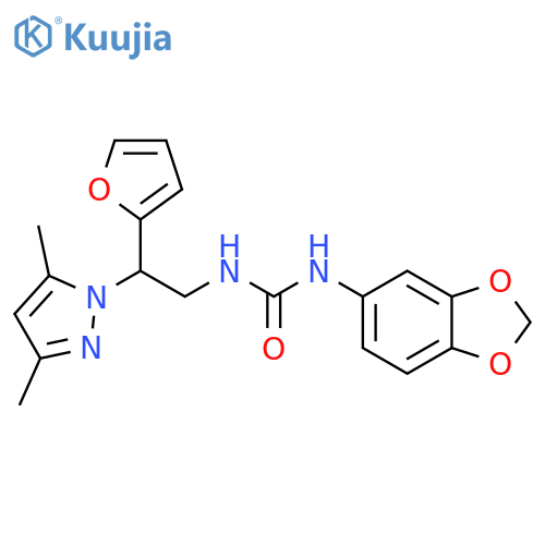 1-(2H-1,3-benzodioxol-5-yl)-3-[2-(3,5-dimethyl-1H-pyrazol-1-yl)-2-(furan-2-yl)ethyl]urea structure