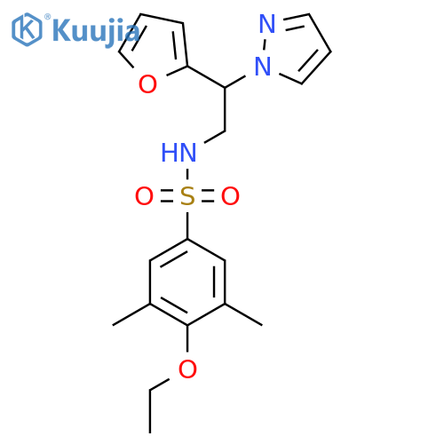 4-ethoxy-N-[2-(furan-2-yl)-2-(1H-pyrazol-1-yl)ethyl]-3,5-dimethylbenzene-1-sulfonamide structure