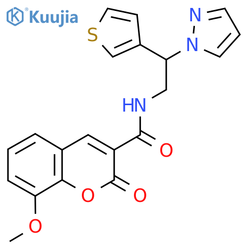 8-methoxy-2-oxo-N-[2-(1H-pyrazol-1-yl)-2-(thiophen-3-yl)ethyl]-2H-chromene-3-carboxamide structure