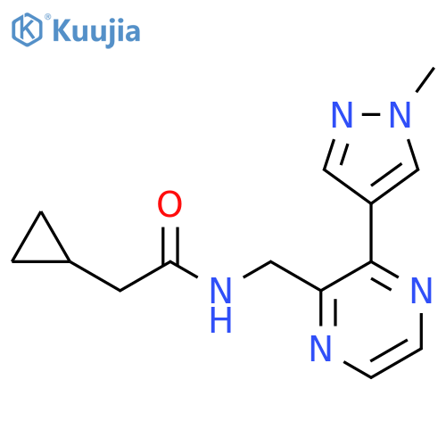2-cyclopropyl-N-{3-(1-methyl-1H-pyrazol-4-yl)pyrazin-2-ylmethyl}acetamide structure