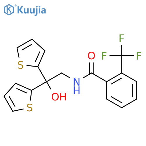 N-2-hydroxy-2,2-bis(thiophen-2-yl)ethyl-2-(trifluoromethyl)benzamide structure