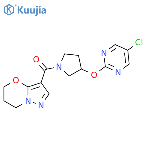 5-chloro-2-(1-{5H,6H,7H-pyrazolo3,2-b1,3oxazine-3-carbonyl}pyrrolidin-3-yl)oxypyrimidine structure