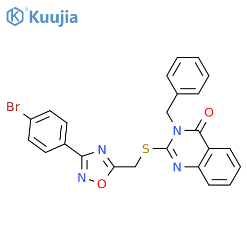 3-benzyl-2-({[3-(4-bromophenyl)-1,2,4-oxadiazol-5-yl]methyl}sulfanyl)-3,4-dihydroquinazolin-4-one structure