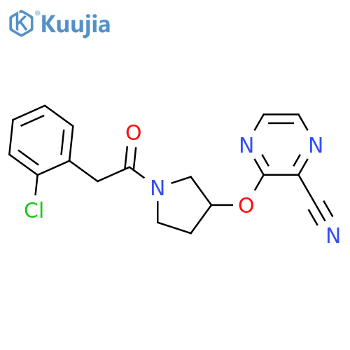 3-({1-[2-(2-chlorophenyl)acetyl]pyrrolidin-3-yl}oxy)pyrazine-2-carbonitrile structure
