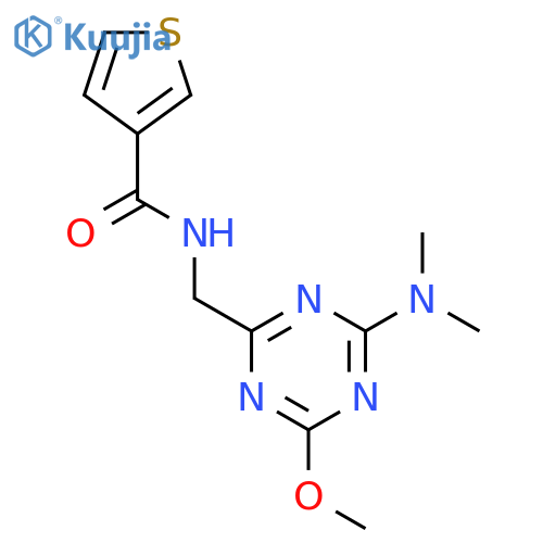 N-{4-(dimethylamino)-6-methoxy-1,3,5-triazin-2-ylmethyl}thiophene-3-carboxamide structure
