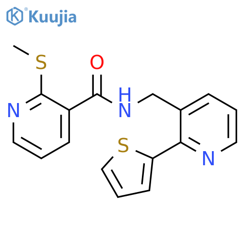 2-(methylsulfanyl)-N-{[2-(thiophen-2-yl)pyridin-3-yl]methyl}pyridine-3-carboxamide structure