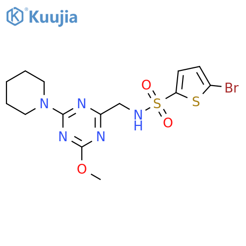 5-bromo-N-{4-methoxy-6-(piperidin-1-yl)-1,3,5-triazin-2-ylmethyl}thiophene-2-sulfonamide structure